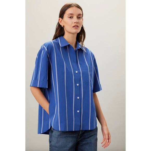 Madewell Oversized Blue Boxy Shirt Sz L - Picture 1 of 6